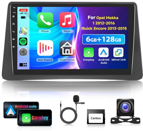 6G 128G VECHTEL 9 Bluetooth-Autoradio für Opel Mokka 1 2012-2016/Buick Encore 2013-2015 Carplay Android Auto,DSP EQ,1280 * 720,WiFi GPS,Mirror Link,RDS/FM Radio 2 Din mit AHD Rückfahrkamera