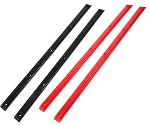 Gogogmee 4 Stück Teiliges Langlebiger Kunststoff Skateboard schienen Stoßfeste Longboard Rails Austauschbare Schutzleisten für Skate Longboards Einfache Montage ohne Werkzeug Rot schwarz