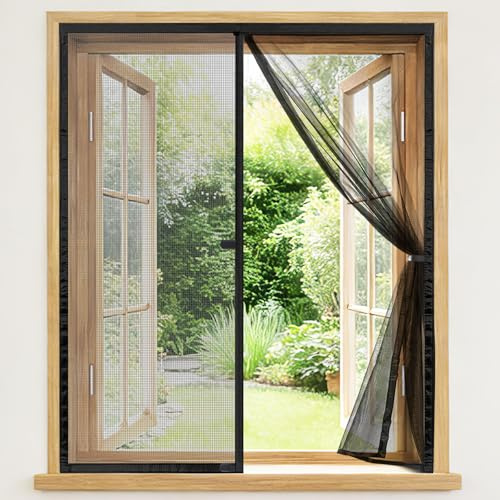 Moustiquaire Magnétique Fenêtre 90x170 cm, Fibre de Verre, Noire | Protection Anti-Insectes, Sans Perçage, Montage Bandes Auto-Agrippantes, Sur Mesure, Translucide, Anti-Déchirure, Durable