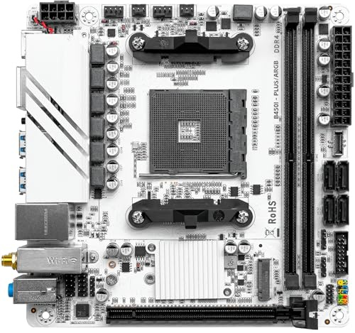 motherboard Fit For JGINYUE AMD AM4 ITX Motherboard Supports Ryzen R3 R5 R7 1/2/3/4/5 Series CPU DDR4 RAM Desktop PC PCI-E 3.0 B450I-PLUS ARGB MB
