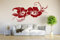 INDIGOS UG - Wandtattoo Wohnzimmer - Wandaufkleber Hibiskusblüte - Hibiskus - 120cm x 64cm dunkelrot - Aufkleber Kinderzimmer Schlafzimmer Küche Badezimmer Büro Dekoration