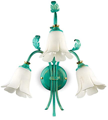 Helios Leuchten 354034 große Florentiner Wandleuchte grün | florale Lampe Leuchte Wandlampe Landhausstil | 3 x E14
