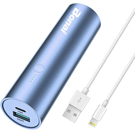 Bonai Portable Phone Charger, 5800mAh Power Bank External Backup Battery Pack Compatible with iPhone 11 12 13 14, iPad, iPod and More- Sierra Blue (Charging Cable Included)