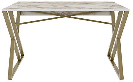 DECOROTIKA Gyza Computertisch, Metall Holzwerkstoff, Ephesus/Gold, 120 cm
