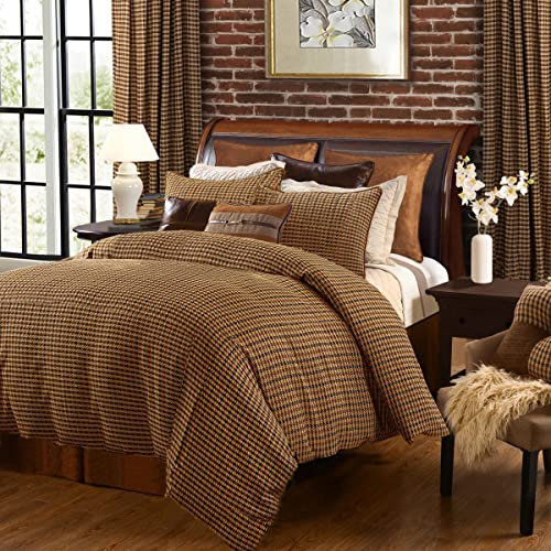 HiEnd Accents Rustikales Tweed Hahnentritt-Bettwäsche-Set Super Queen braun