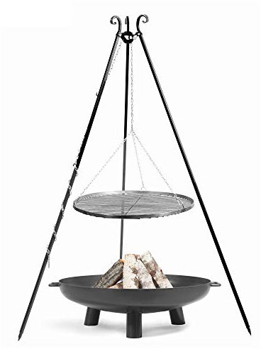 CookKing Set Schwenkgrill mit Rost und Feuerschale Bali, 180cm (VAR. 2: Rost 60cm, Feuerschale 70cm)