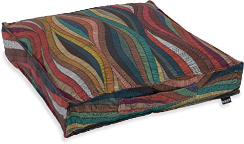 H.O.C.K. Peggy Multicolour Outdoor Kissen inkl. Füllung und Sitzkissen mit Biese bunt Design wasserabweisend/lichtecht (6-7) für den Garten (Matratzenkissen 50x50x10cm, bunt Design)