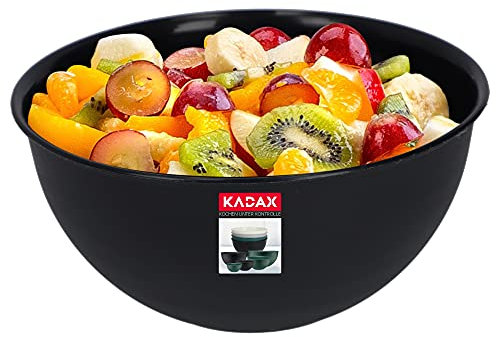 KADAX Cuenco de plástico, ensaladera, cuenco apilable, cuenco de plástico, cuenco de cocina, cuenco redondo para servir para cocina, ensalada, masa, apto para lavavajillas (2L, antracita)