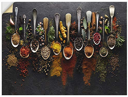 ARTland Wanddeko Wandtattoo selbstklebende Vinylfolie 60x45 cm Küchenbilder Gewürze Schiefer Kräuter Chili Essen Bunt U1UJ