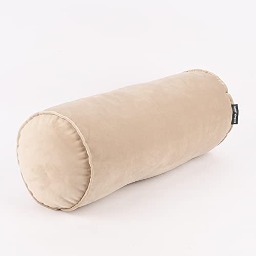 SCHÖNER LEBEN. Nackenrolle Samt mit Kederumrandung beige 20x55cm