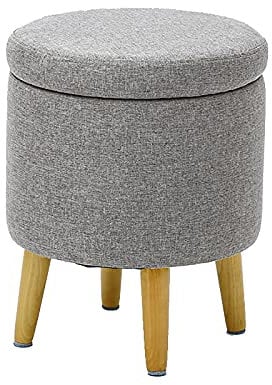 Ottoman Lagerung Runder Hocker Brust Gepolsterter Fußhocker Hocker Bettende Bank Schuhbank Kinder Spielzeugkiste Hocker Melken,Dark Gray B