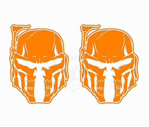 Artstickers 2 Stück, Mandalorian-Aufkleber, Mandalorian-Kopf, Dekoration, Aufkleber für Auto, Aufkleber, Motorrad, Helm, Orange, 13,5 x 10 cm