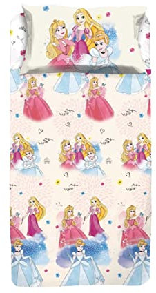 hermet Princess Bettwäsche-Set für Einzelbett, 100% Baumwolle, Disney, offizielles Produkt