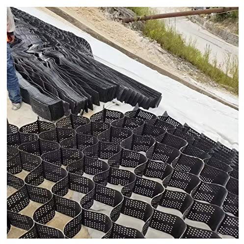SHUGUANGGUDE HDPE-Geo-Gitter,Kies-Stabilisator-Gitter,Geo-Raster für Stützmauern,Flexibel Klappbarer,Wabengitter Gitterplatten,Gehwege Und Landschaftsbau Rasengitter Kiesw,6 * 6m(19.69 * 19.69ft)