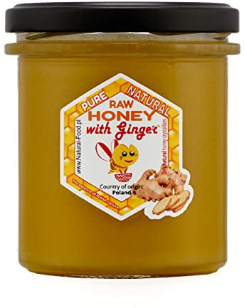 Natural Food - Honig mit Zusatz von Gefriergetrockneten Früchten - für Desserts Süßspeisen Aromatisierte Tees Backwaren - Reiches Aroma und Geschmack - Gewicht 430 g - mit Ingwer