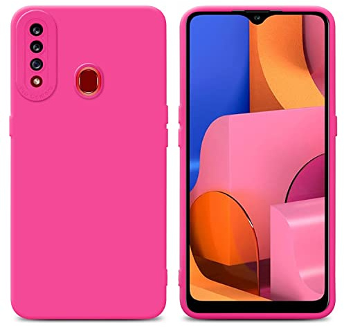 Cadorabo Hülle kompatibel mit Samsung Galaxy A20s Schutzhülle TPU Silikon Case Liquid Design mit Kameraschutz Slim Kratzfest Weiche Gummi mit Rundumschutz Case Hülle für Galaxy A20s in Pink