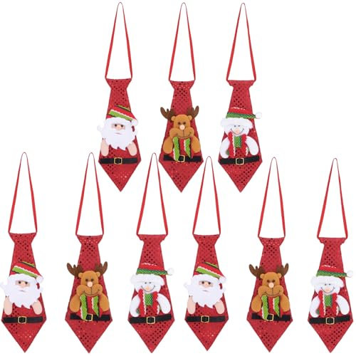 GALPADA Weihnachtskrawatte Neuheit Spaß Krawatte Rot Pailletten Krawatte Weihnachtsmann Elch Schneemann Krawatte Weihnachten Feiertage Kostüm Partyzubehör Geschenk