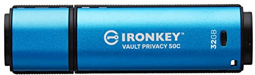Kingston IronKey Vault Privacy 50 FIPS 197 Certified & XTS-AES 256-bit Encrypted USB TypeC Drive for Data Protection - IKVP50C/32GB