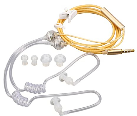 Luftschlauch-Kopfhörer, Universelle 3,5-mm-In-Ear-Ohrhörer mit Beidseitigem Luftschlauch, Anti-Strahlungs-Kopfhörer mit Geräuschunterdrückung und Premium-Sound, für Tablets, (Orange)