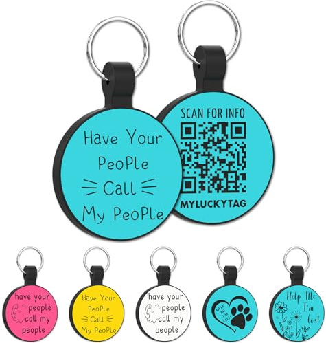 MYLUCKYTAG QR Code Silicone Pet ID Tag, Online Profile, Location Alert Email, Digital and Quiet Dog Tag, Durable Collar ID for Cats and Dogs