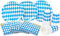 HEKU Party-Einweg-Set,120-teilig in bayrisch blau I Geeignet für 30 Gäste, Inklusive Pappteller, Partybecher (0,25 l) & Servietten (33x33 cm) I Ideal für Partys, Grillabende & Geburtstage