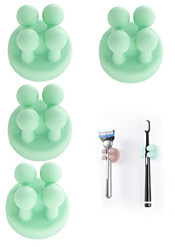 Zayin 4 soportes de silicona para cepillo de dientes de afeitar, gancho multifunción impermeable, autoadhesivo, gancho para cepillo de dientes, soporte para enchufe para colgar en la pared,baño,cocina