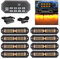 OPP ULITE Led Grille Strobe Lights Amber 9 Key Switch, 20-Flashing Mode, Surface Mount 12-LED Mini Warning Grill Light Bar for Construction Tow Trucks Van Utility Vehicle, 8pcs Pack