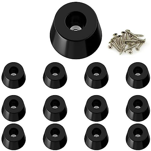 12 PCS Round Rubber Furniture Feet Pads with Screws,Table Leg Pads,Rubber Ends for Chair Legs (12, 32 x 25 x 20mm)