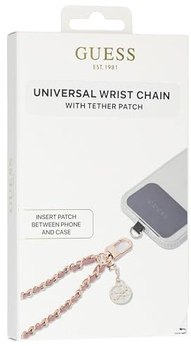 GUESS GUOUCHSAMC4P Universal Hand Strap Rosa Saffiano Chain 4G Charm