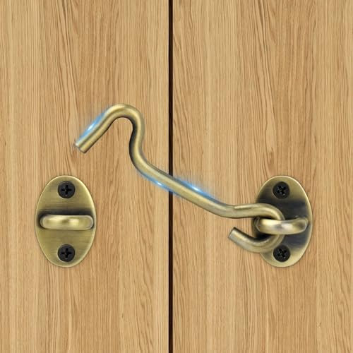 LOQRON Serratura per porta di fienile, chiavistello per cancello resistente, gancio e chiusura a occhiello, occhiello per porta scorrevole con vite, chiavistelli per porta per camera da letto