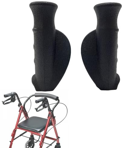 Rollator - Empuñadura de mano para andador rodante, accesorios de empuñaduras para pacientes mayores y discapacitados, 7/8 pulgadas, 2 piezas (negro-A)