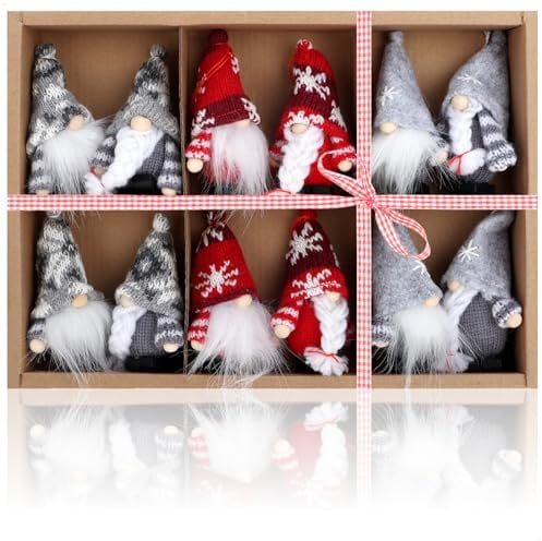 com-four® 12x Premium Weihnachtsbaum-Anhänger Wichtel - Christbaumschmuck - Wichtelfiguren-Geschenkanhänger - schwedisch-skandinavische Deko-Trolle