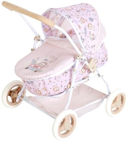 COLORBABY, Chariot de promenade poupée, 40 x 48 x 55,5 cm, poignée rembourrée, plateau accessoires, jouet fille, voiture poupées, poussette poupées, jeu d'imitation, design ergonomique (44998) Rose