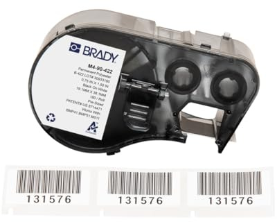 Brady Polyester-Vorgefertigte Etiketten für Etikettendrucker BMP41/BMP51/BMP53/M511 - 180 Klebeetiketten - Schwarz auf Weiß (19,05 mm (B) x 38,10 mm (H)) - M4-90-422