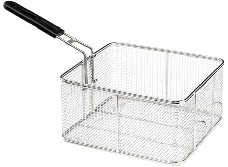 Küchensieb Edelstahl, poliertes Metall feinmaschig Frittierkorb mit verstärktem Griff, Frittierkorb, Siebsieb Frittierkorb zum Frittieren, Kochen, Grillen, Stil E