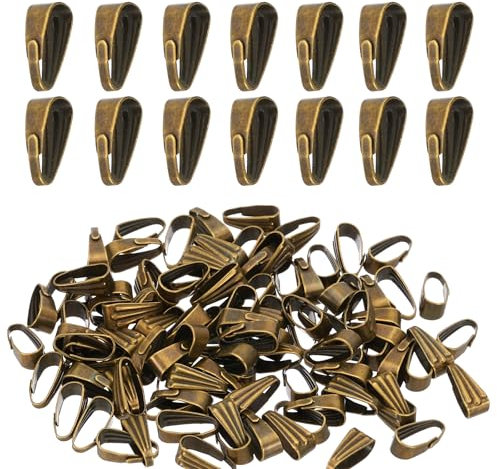 PATIKIL 8.5x3.5mm Snap Bail Hook Pinch, 100Pcs Alloy Pendant Charm Clasp Connectors Bail for Necklace Jewelry Making Bracelet Dangle DIY Crafts, Bronze