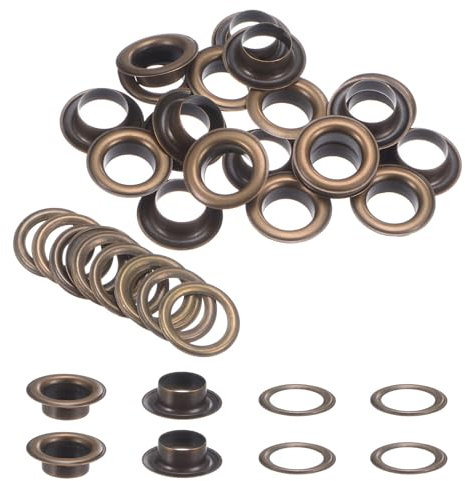 QUARKZMAN 20 Ensembles d'Œillets avec Rondelles de 12 mm en Cuivre pour Tissu, Rideaux, Ceintures en Cuir, Chaussures, Sacs, Bricolage, Couleur Bronze