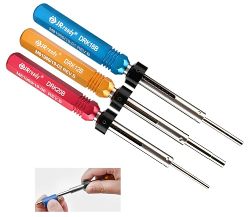 JRready ST5135 Auspinwerkzeug Set 3 Stück Entriegelungswerkzeug Kontakt-Ausdrückwerkzeug nach M81969 für MS26482/J598 MIL-C-26482/26500/83723 Steckverbinder Terminal Removal Tool Kit