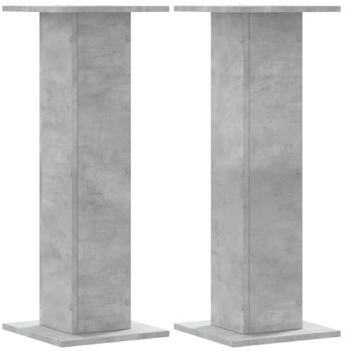 vidaXL Soportes Altavoces 2 uds Madera Gris hormigón 30x30x80 cm, Plataforma de Altavoces, Soporte de Altavoces de Suelo, Soporte de Altavoces HiFi