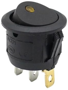Interruptor KCD1 cuadrado circular 12V 220V con luz LED de ojo de luz Joystick de 2 posiciones de 3 pines Interruptor SPST de potencia de 16A(Circular yellow,220V)