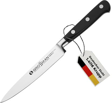 GROSSMAN® 042EP - Elite Pro | Obst- & Gemüsemesser 27,0 cm | Ultrascharfer Küchenmesser | Deutschem Edelstahl Klinge 14,4 cm | mit Ergonomischen Griff 12,6 cm (111 Gramm)