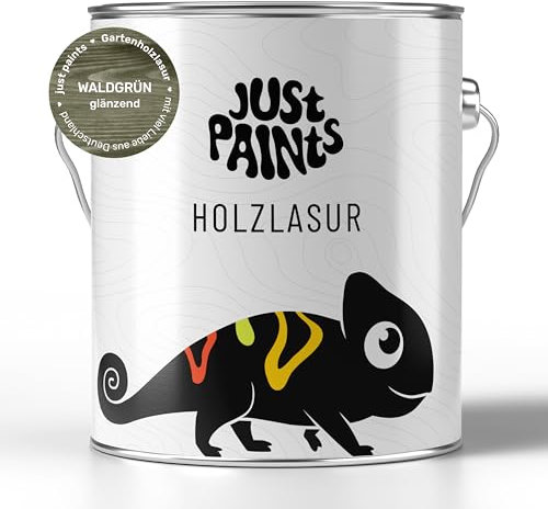 Just Paints - Holzlasur für Außen | Wetterbeständige Gartenholzlasur - made in Germany (Waldgrün, 1 Liter)