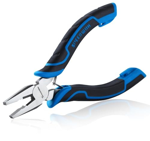 SPEEDWOX Mini pince universelle en acier, pour bijoux auto électricité | mini pince universelle, acier au carbone, pour bijoux, mécaniciens auto, électriciens, artisans, poignée bleue et noire