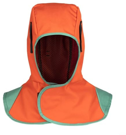 Uwithdanceme Schützende Schweißhaube, atmungsaktive Schweißhalsabdeckung, flammhemmende Schweißerkappe, Vollgesichtshals-Schutzhaube für Schweißer (orange)