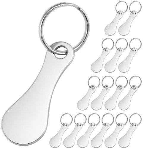 QWORK® 16 Stück Einkaufswagenlöser Schlüsselanhänger, Einkaufschip Schlüsselanhänger aus Edelstahl