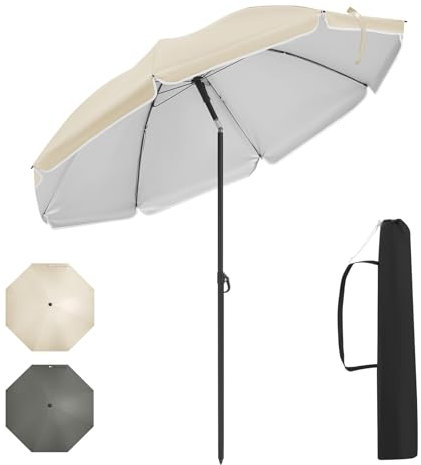 WOLTU Parasol de Jardin Ø175cm, Parasol Imperméable en Tissu Anti-UV à UPF 50+, Parasol Inclinable, Hauteur Réglable, pour Balcon/Terrasse/Patio/Piscine/Plage, Beige