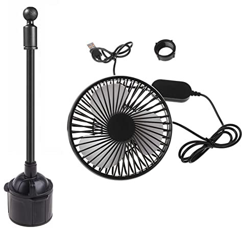 5V Car Cup Holder Fan Adjustable Gooseneck Cup 3 Speed Control USB Fan