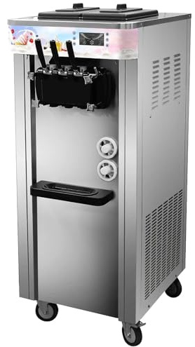 ZHIMAI Máquina de Helado Molle Comercial 20L/H, 1400W, 2 en 1, 2 Cilindros de 1.5L, Acero Inoxidable, Pantalla Digital, Ideal para Restaurantes, Bares, Cafés y Panaderías