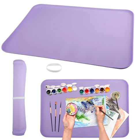 hocadon Silikonmatte 60x40cm Bastelunterlage Kinder Silikon Malunterlage | Für Kinder Groß Silikon Unterlage Violett Bastelmatte für, Malen, Harz, Handgefertigter Schmuck, Kunsthandwerk