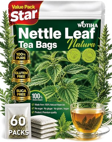 WOTIHA-Natural Nettle Leaf Tea 90g. 60 Herbal Tea Bags.Non-GMO • Additive-Free • Caffeine-Free